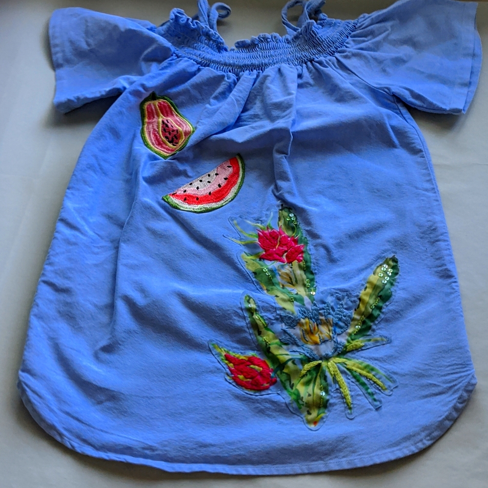 🍉,6, Gingersnaps, boutique blue cotton embellished dress